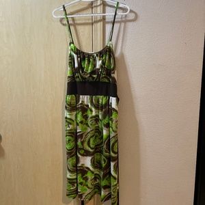 Women 2X Vintage Spring Dress Pretty Gathered Waist Tie Back Spaghetti Strap